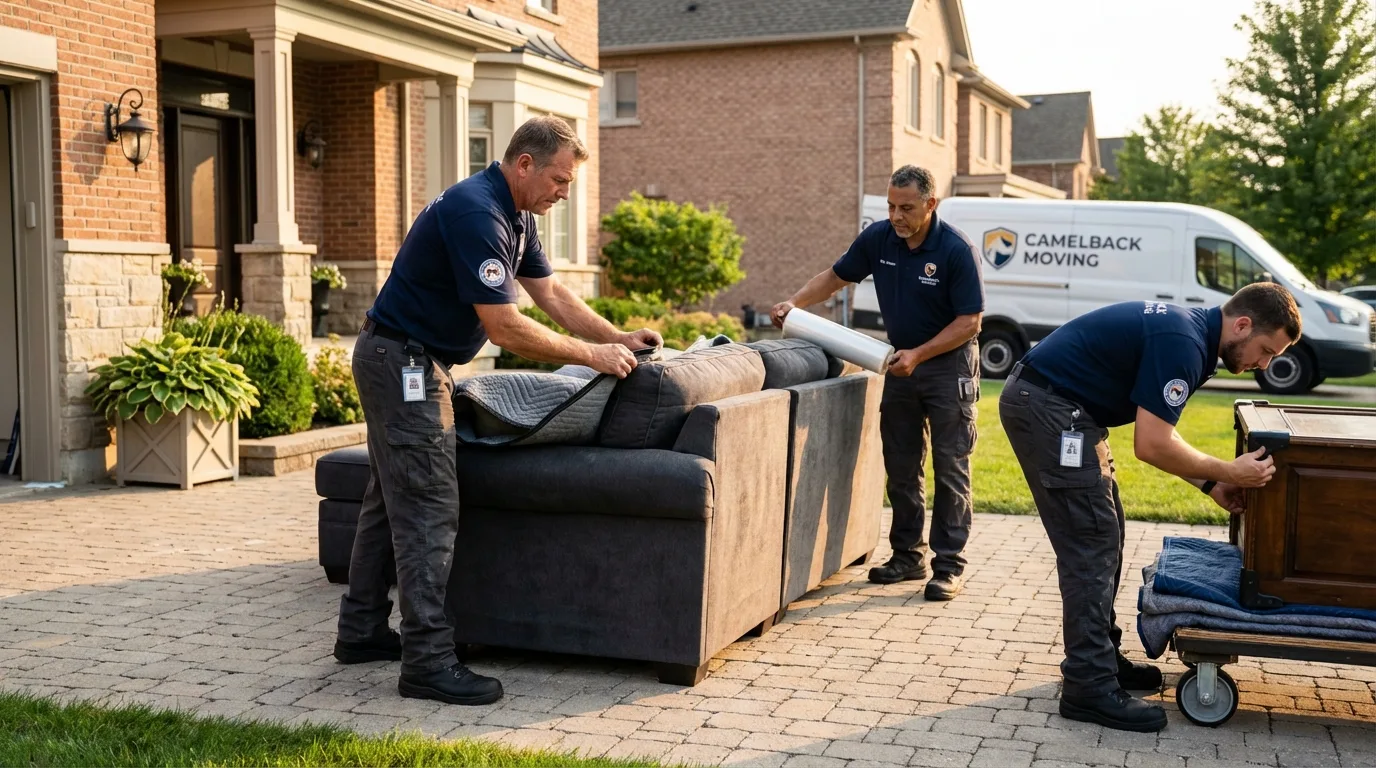 Large estate moving crew wrapping furniture in Harker Heights, TX