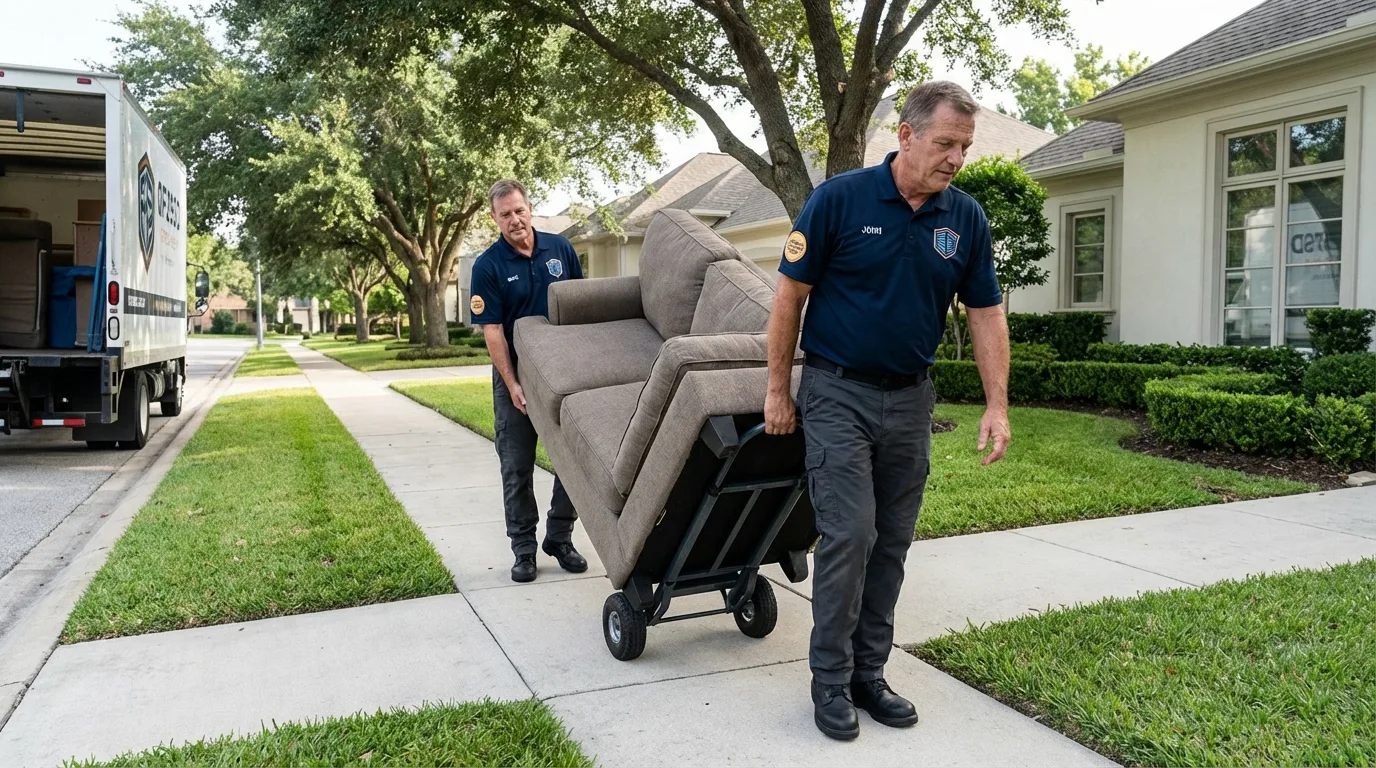 Local residential moving crew loading furniture in Harker Heights, TX