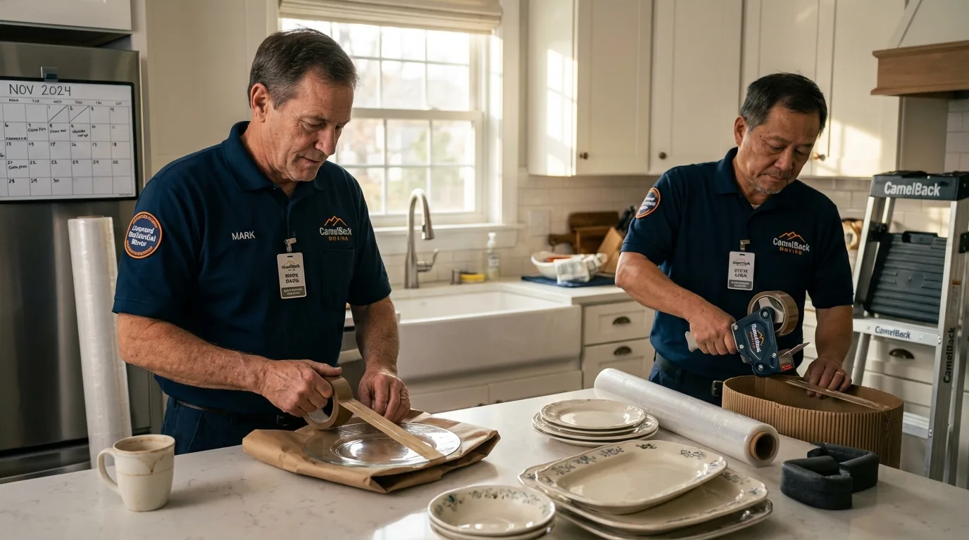 Professional crew packing kitchen dishware in Harker Heights, TX